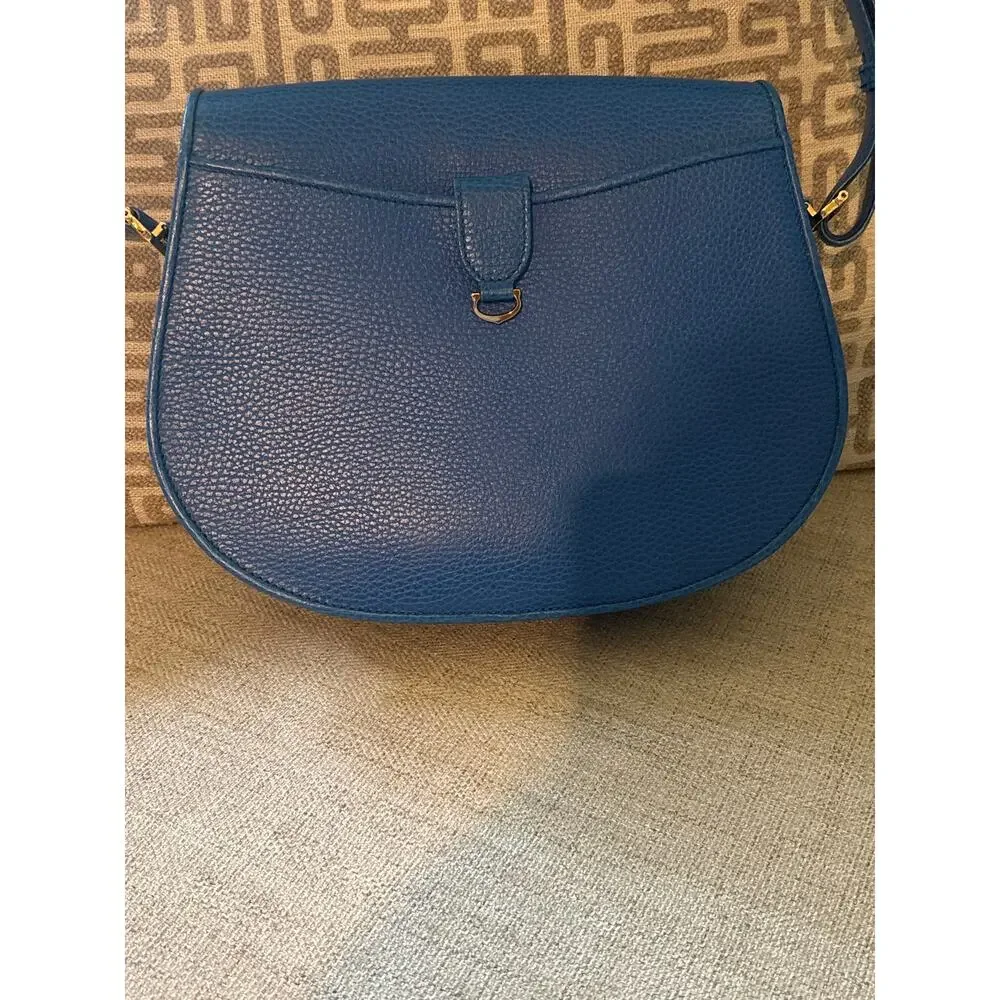 vintage Cartier Must Line saddle/shoulder bag made from grained blue leather